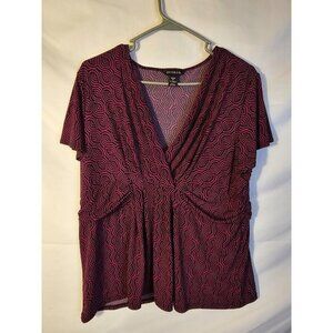 George faux wrap Vneck Short Sleeve Shirt Blouse Pink Black Womens Plus XXL 20